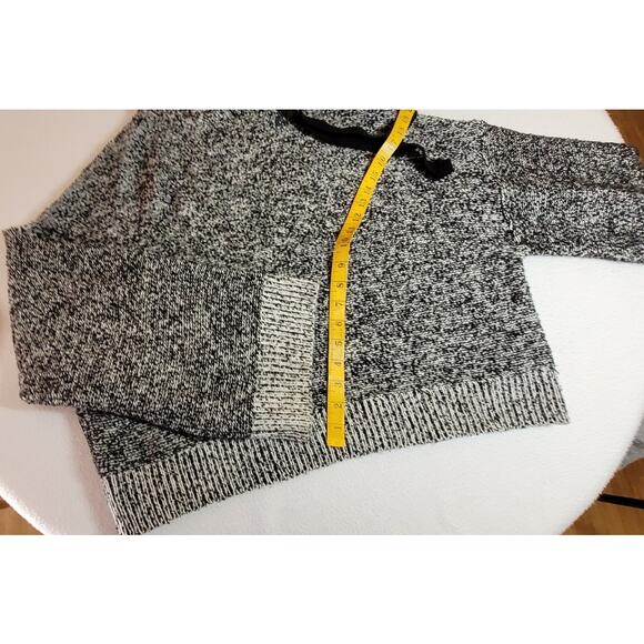 Anthropologie Ruby Moon L Gray Knit Cropped Sweater Hoodie Cozy Slouchy Skater - Picture 6 of 9